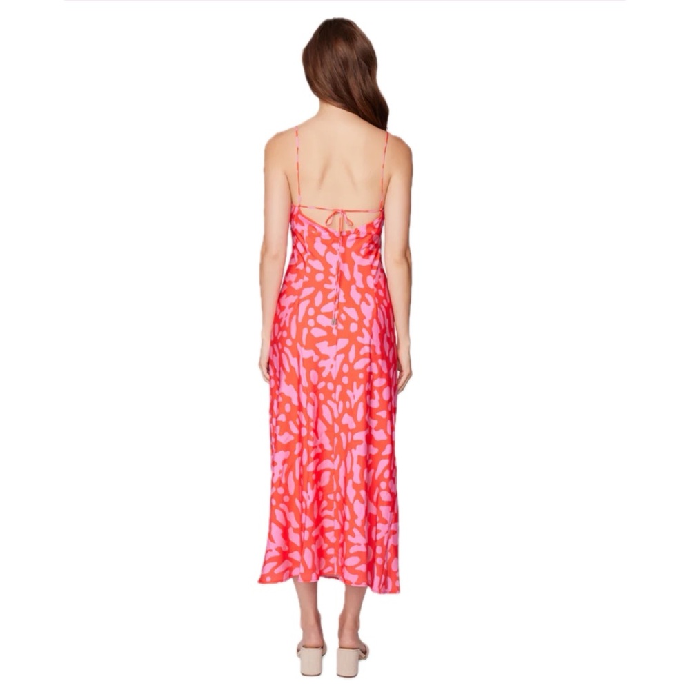 Lost and Wonder Midi Dress Slip Abstract Coral Pink Orange Women Small $118 - Picture 4 of 5